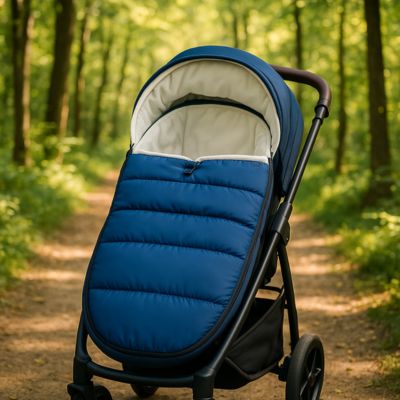 chancelière poussette bleu dans bois