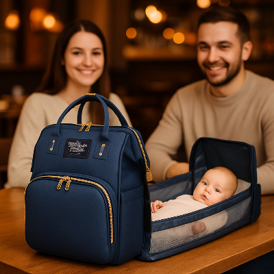 sac a langer fashionbag transforme lit nomade au restaurant
