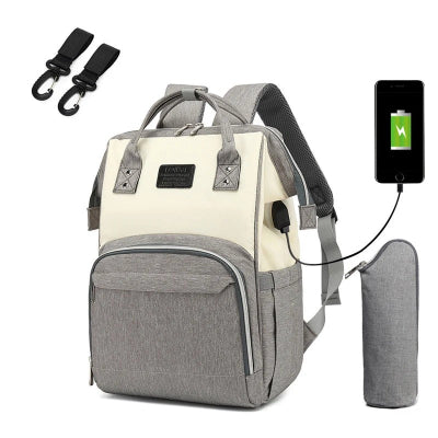 sac a langer gris blanc
